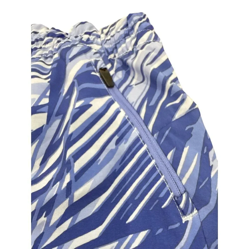 REI Co-Op Kids Blue/White Swim Shorts  (14-16) Poly/Spandex With Drawstring EUC